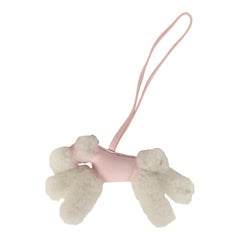 Hermes Budy Bag Charm Rose Darling Milo Lambskin, Ecru Merino Wool