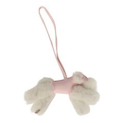 Hermes Budy Bag Charm Rose Darling Milo Lambskin, Ecru Merino Wool