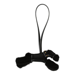 Hermes "Rock" Budy Apic Charm Black, Gris Pantin Milo Lambskin and Merino Wool Gold Hardware