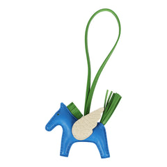 Hermes Pegase Rodeo Bag Charm PM Bleu Zanzibar, Vert Yucca Milo Lambskin, Craie Matte Alligator Touch