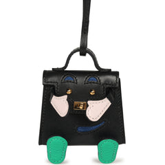 Hermes Mini Kelly Doll Idole Bag Charm Black, Mauve Pale, Vert Menthe, Bleu France Tadelakt, Chevre Mysore Palladium Hardware