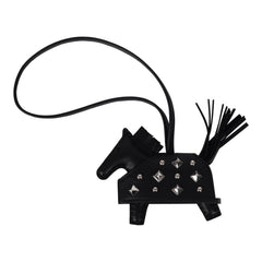 Hermes Rodeo Rock Bag Charm PM Black Milo Lambskin Palladium Hardware