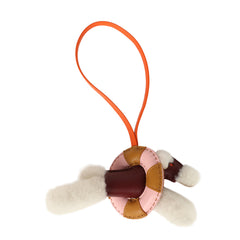 Hermes "A La Mer" Budy Charm Ecru, Rouge H, Feu, Sesame, Rose Sakura Merino Wool and Milo Lambskin