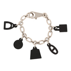 Pre-owned Hermes Olga Bag Charm Black Barenia Palladium Hardware