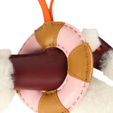 Hermes "A La Mer" Budy Charm Ecru, Rouge H, Feu, Sesame, Rose Sakura Merino Wool and Milo Lambskin - Thumbnail View 3