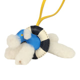 Hermes "A La Mer" Budy Charm Ecru, Bleu Hydra, Jaune De Naples, Bleu Nuit, Craie Merino Wool and Milo Lambskin - Thumbnail View 4