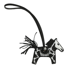 Custom Skeleton Swarovski Crystal Hermes Bedazzled Pegase Rodeo Bag Charm PM So Black Milo Lambskin