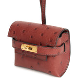 Hermes Kelly Festival Bag Charm Rouge H Ostrich Gold Hardware - Thumbnail View 5