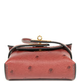 Hermes Kelly Festival Bag Charm Rouge H Ostrich Gold Hardware - Thumbnail View 6