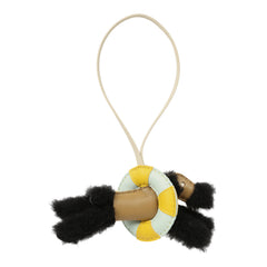 Hermes "A La Mer" Budy Charm Black, Dune, Craie, Jaune De Naples, Vert Peppermint Merino Wool, Milo Lambskin
