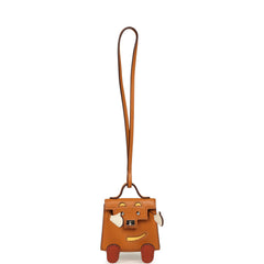 Hermes Mini Kelly Doll Idole Bag Charm Naturel Sable Butler and Nata, Brique, Jaune Mango Chevre Mysore Palladium Hardware