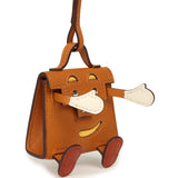 Hermes Mini Kelly Doll Idole Bag Charm Naturel Sable Butler and Nata, Brique, Jaune Mango Chevre Mysore Palladium Hardware - Thumbnail View 3