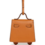 Hermes Mini Kelly Doll Idole Bag Charm Naturel Sable Butler and Nata, Brique, Jaune Mango Chevre Mysore Palladium Hardware - Thumbnail View 4