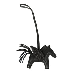 Hermes Pegase Rodeo Bag Charm PM So Black Touch Milo Lambskin and Matte Alligator