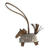 Hermes Rodeo Rock Bag Charm PM Ombre Shiny Varanus Salvator Lizard and Etoupe Milo Lambskin Palladium Hardware - Thumbnail View 1