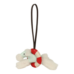 Hermes "A La Mer" Budy Charm Ecru, Vert Peppermint, Chocolat, Rouge, Craie Merino Wool and Milo Lambskin