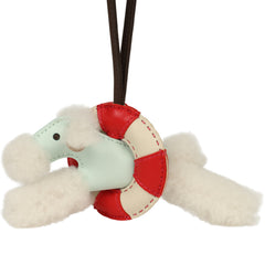 Hermes "A La Mer" Budy Charm Ecru, Vert Peppermint, Chocolat, Rouge, Craie Merino Wool and Milo Lambskin