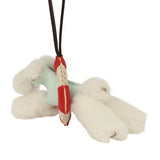 Hermes "A La Mer" Budy Charm Ecru, Vert Peppermint, Chocolat, Rouge, Craie Merino Wool and Milo Lambskin - Thumbnail View 4