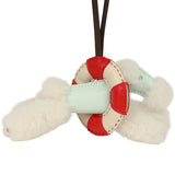 Hermes "A La Mer" Budy Charm Ecru, Vert Peppermint, Chocolat, Rouge, Craie Merino Wool and Milo Lambskin - Thumbnail View 5