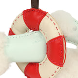 Hermes "A La Mer" Budy Charm Ecru, Vert Peppermint, Chocolat, Rouge, Craie Merino Wool and Milo Lambskin - Thumbnail View 6