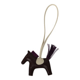 Hermes Rodeo Bag Charm PM Rouge Sellier, Violet, Craie Milo Lambskin - Thumbnail View 1