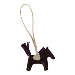 Hermes Rodeo Bag Charm PM Rouge Sellier, Violet, Craie Milo Lambskin