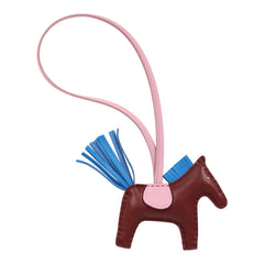 Hermes Rodeo Bag Charm PM Rouge H, Mauve Sylvestre, Bleu Hydra Milo Lambskin