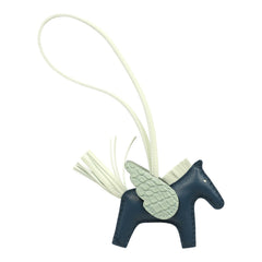 Hermes Pegase Rodeo Bag Charm PM Bleu De Prusse, Vert Fizz Milo Lambskin, Vert D'eau Matte Alligator Touch
