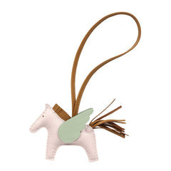 Hermes Pegase Rodeo Bag Charm PM Mauve Pale, Kraft, Vert D'eau Milo Lambskin