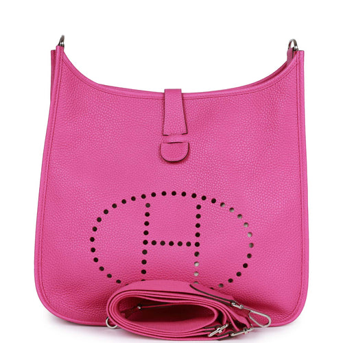 Hermes Evelyne III GM Rose Pourpre Clemence Palladium Hardware