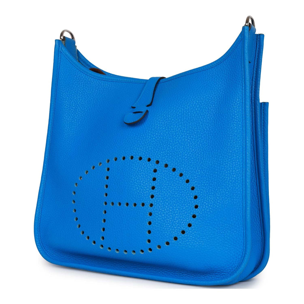 Pre-owned Hermes Evelyne Iii 29 Shoulder Bag In Blue