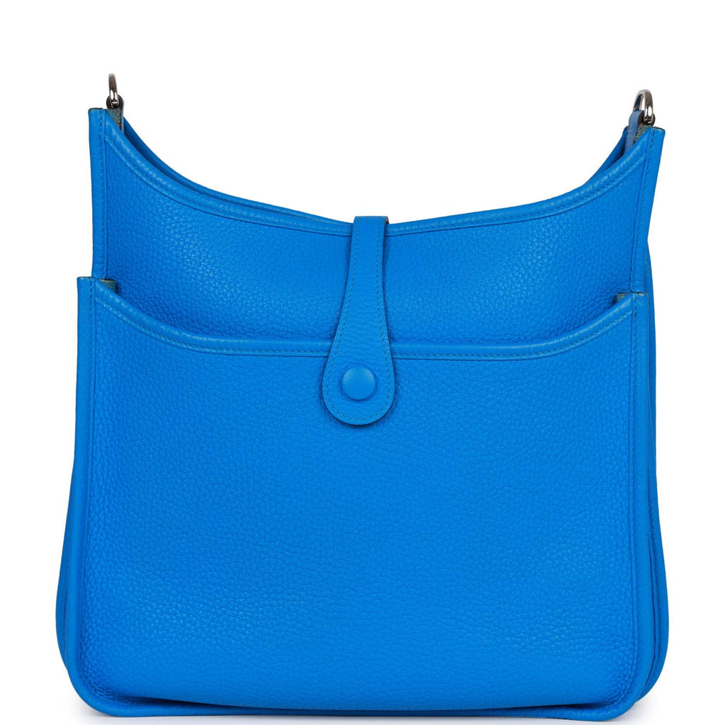 Hermes Bag Evelyne GM Blue Hydra Clemence Palladium Hardware New w