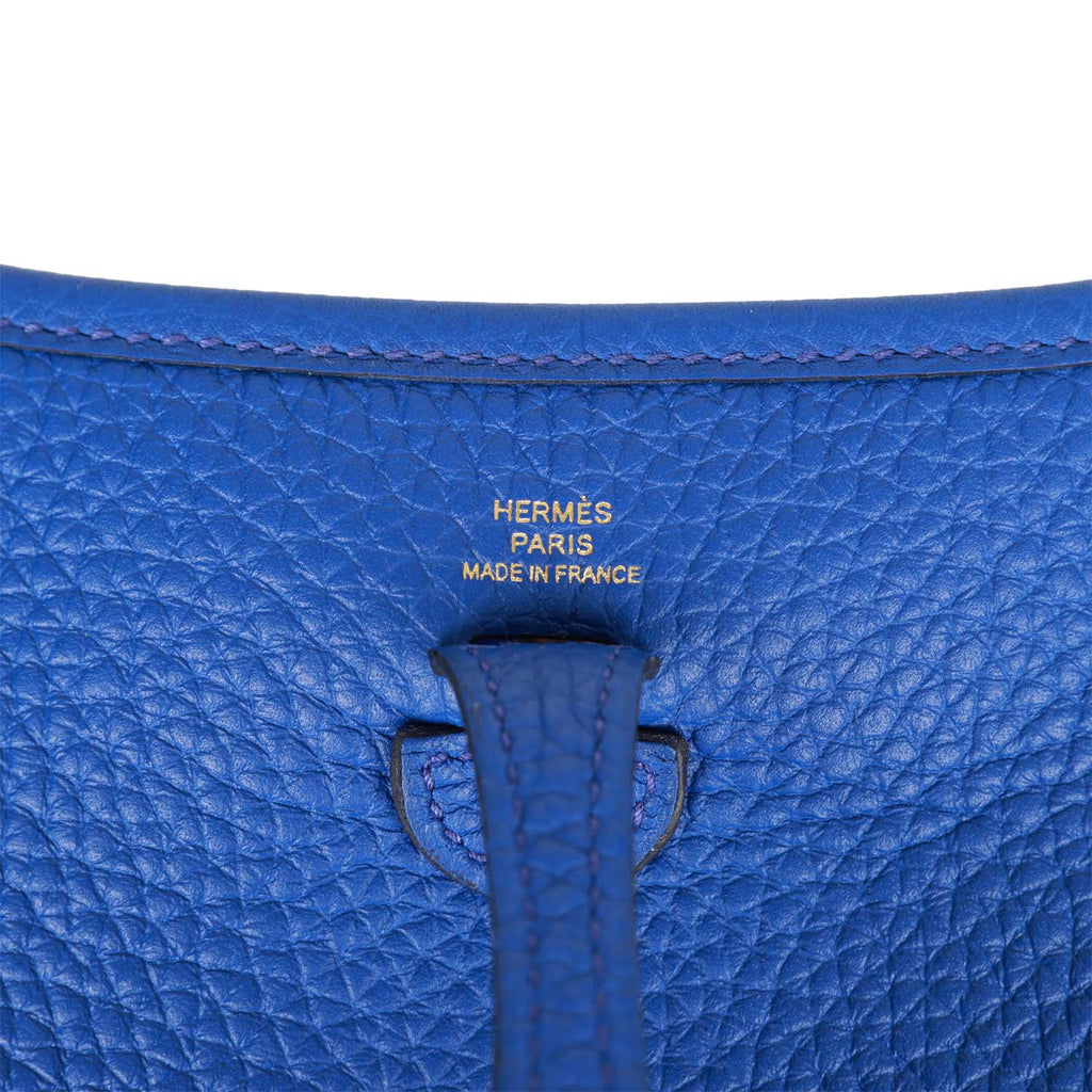 Hermes Evelyne TPM Bag Blue Nuit Clemence Leather Gold Hardware – Mightychic