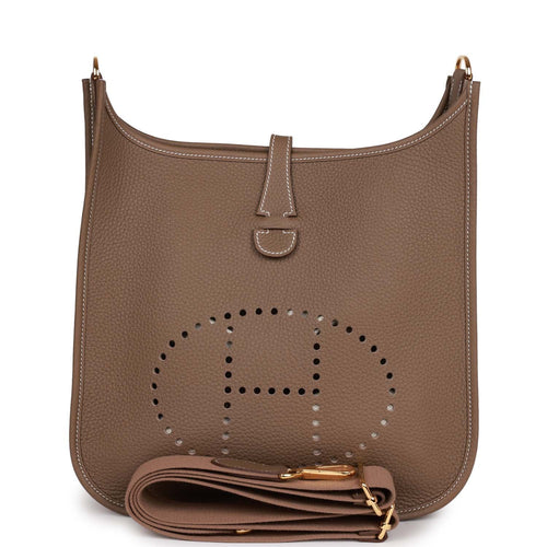 Hermes Evelyne III PM Etoupe Clemence Gold Hardware
