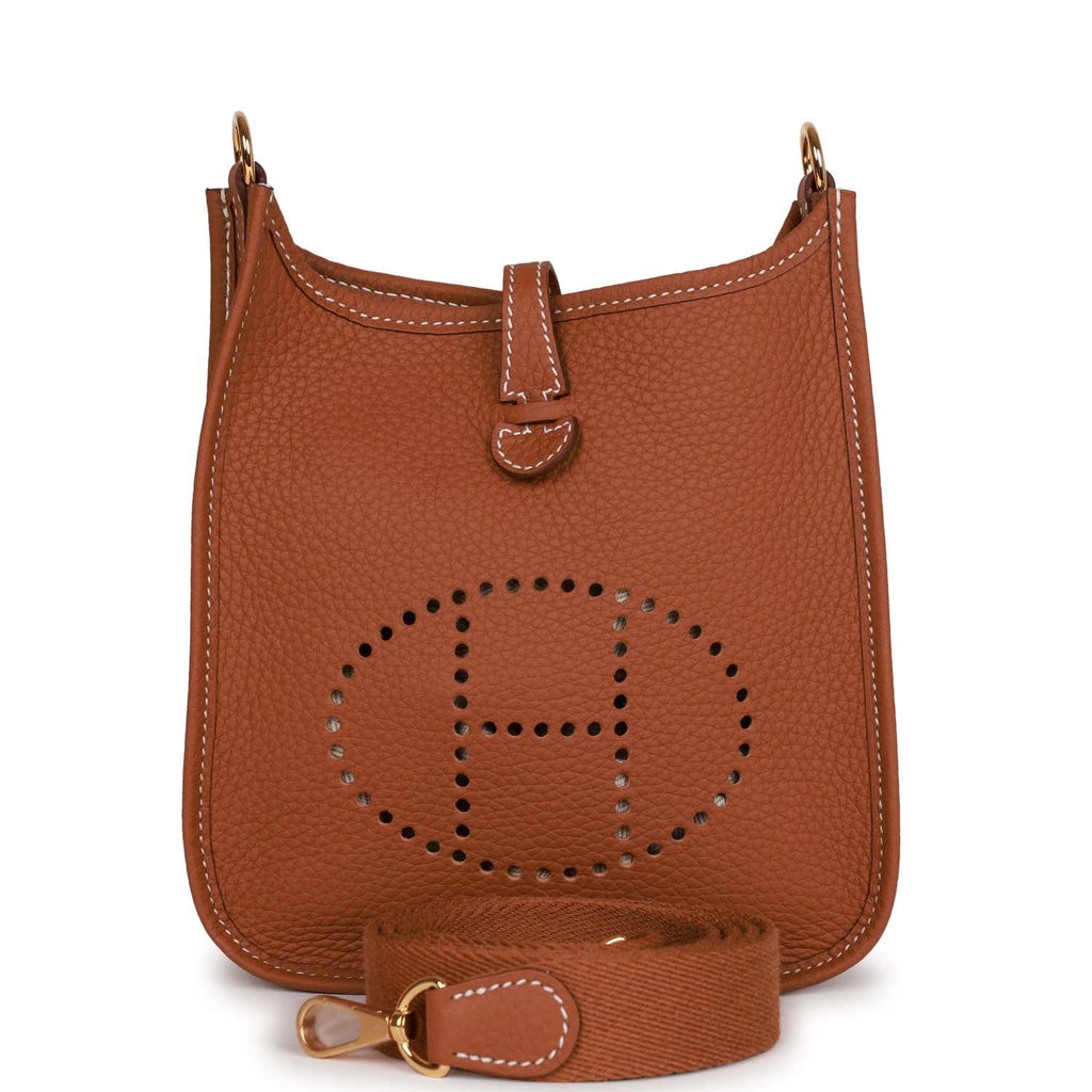Hermes Mini Evelyne TPM Bag Gold Clemence Leather with Gold Hardware –  Mightychic