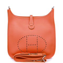 Hermes Evelyne PM Bag Feu Orange Gold Hardware Clemence Leather