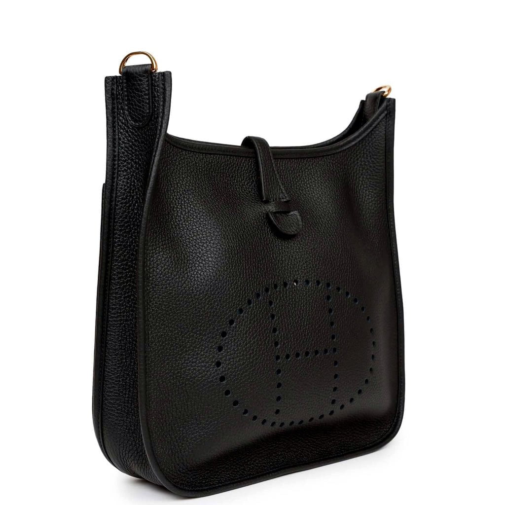 HERMES Evelyne e TPM III Clemence Leather Crossbody Bag Black