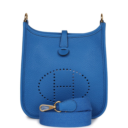 Hermès Mini Evelyne Shoulder Bag in Brown Doblis Calfskin