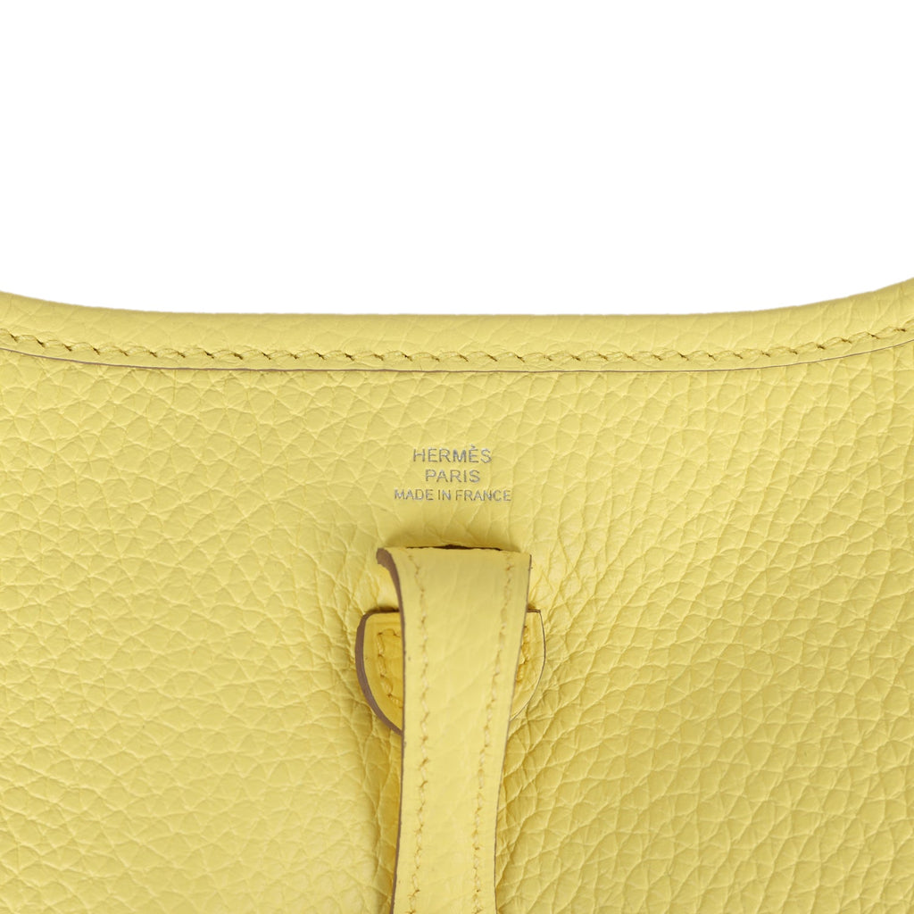 Hermes Evelyne TPM Bleu Mykonos Clemence Palladium Hardware – Madison  Avenue Couture