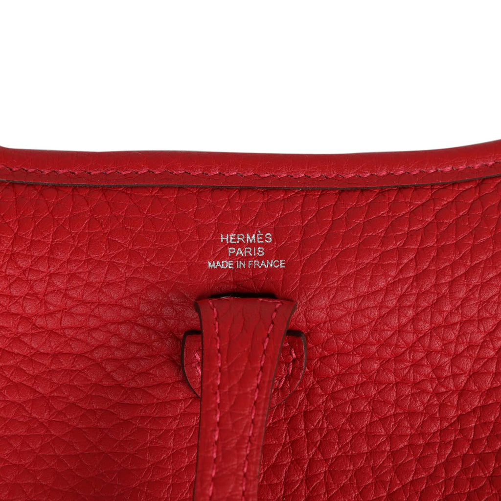 Hermes Evelyne Taurillon Clemence e Strap TPM Rouge Pivoine in  Leather/Canvas with Palladium - US