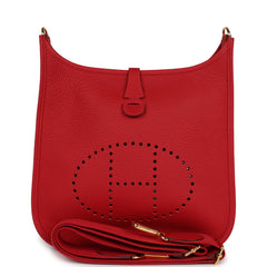 Hermes Evelyne III PM Vermillon Clemence Gold Hardware