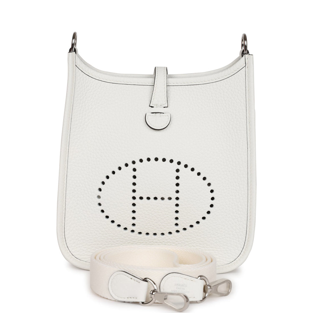 White Leather Hermes Crossbody Bag Strap 