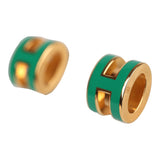 Hermes Mini Pop H Earrings Malachite Enamel Gold Hardware