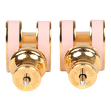 Hermes Mini Pop H Earrings Rose Dragee Enamel Gold Hardware