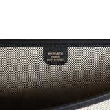 Hermes Evelyne III PM Black Clemence and Ecru Toile Gold Hardware