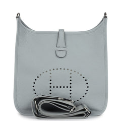 Hermes Evelyne III PM Bleu Glacier Clemence Palladium Hardware