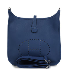 Hermes Evelyne III PM Bleu Tie Clemence Palladium Hardware