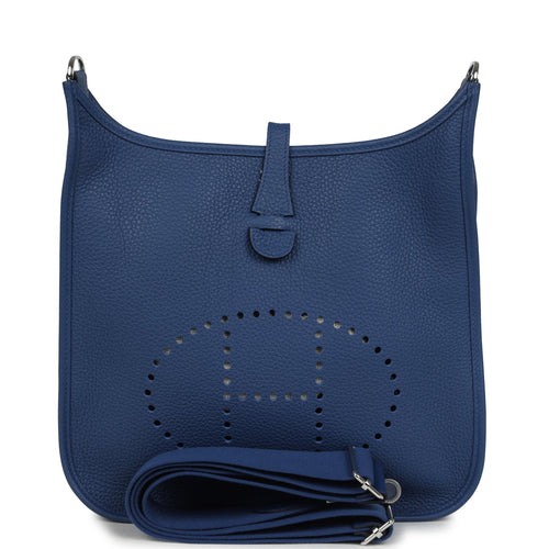 Hermes Evelyne III PM Bleu Tie Clemence Palladium Hardware