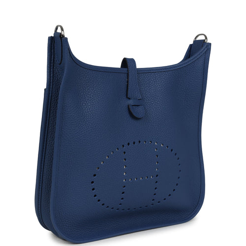 Hermes Evelyne III PM Bleu Tie Clemence Palladium Hardware