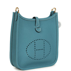 Hermes Evelyne TPM Blue Jean Clemence Gold Hardware